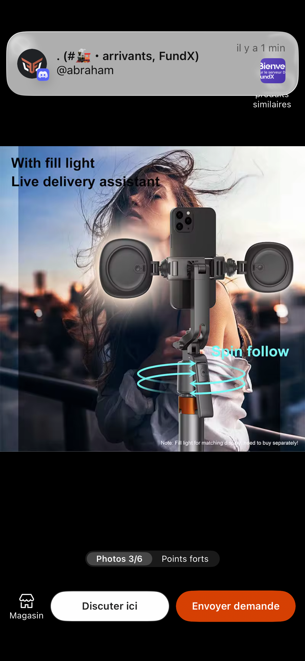 Perche à selfie PTZ intelligente avec suivi automatique